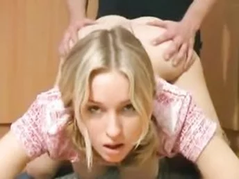 Busty blonde girl blowing her bf and lets him nail her fresh vagina with his big meaty cock. Hot big-boobed bitch.