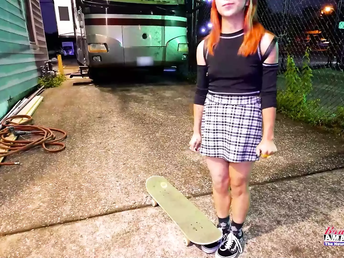 Super hot Skater Woman Keyton gets her fuckholes packed with a spear and spunk