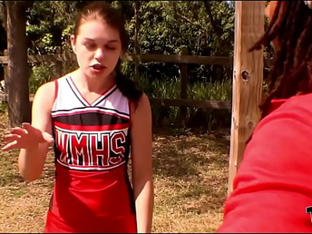 Horny but dramatic teenager goes nutsack deep on big black sausage