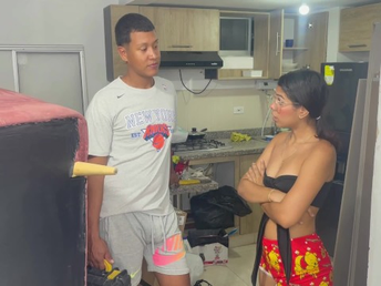 Saraymike's rock-rock stiff rump gets ravaged by my phat knob in numerous postures for renovating her room