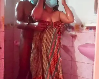Desi aunty in Bangladesh enjoys moisture shower dealings for ages c in depth laving