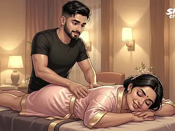 Office Aunty Priya seduced apart from young Masseur for a hardcore massage fuck